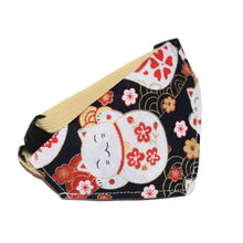 Load image into Gallery viewer, Maneki Neko Cat Bandana (Dark Blue) - MeowMeowRepublic