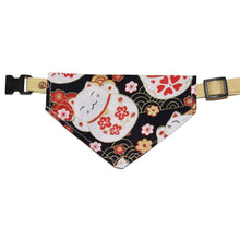 Load image into Gallery viewer, Maneki Neko Cat Bandana (Dark Blue) - MeowMeowRepublic