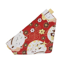 Load image into Gallery viewer, Maneki Neko Cat Bandana (Red/Gold) - MeowMeowRepublic
