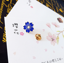 Load image into Gallery viewer, Sakura Pin (Blue) π Spring Limited Cherry Blossom Pin - MeowMeowRepublic